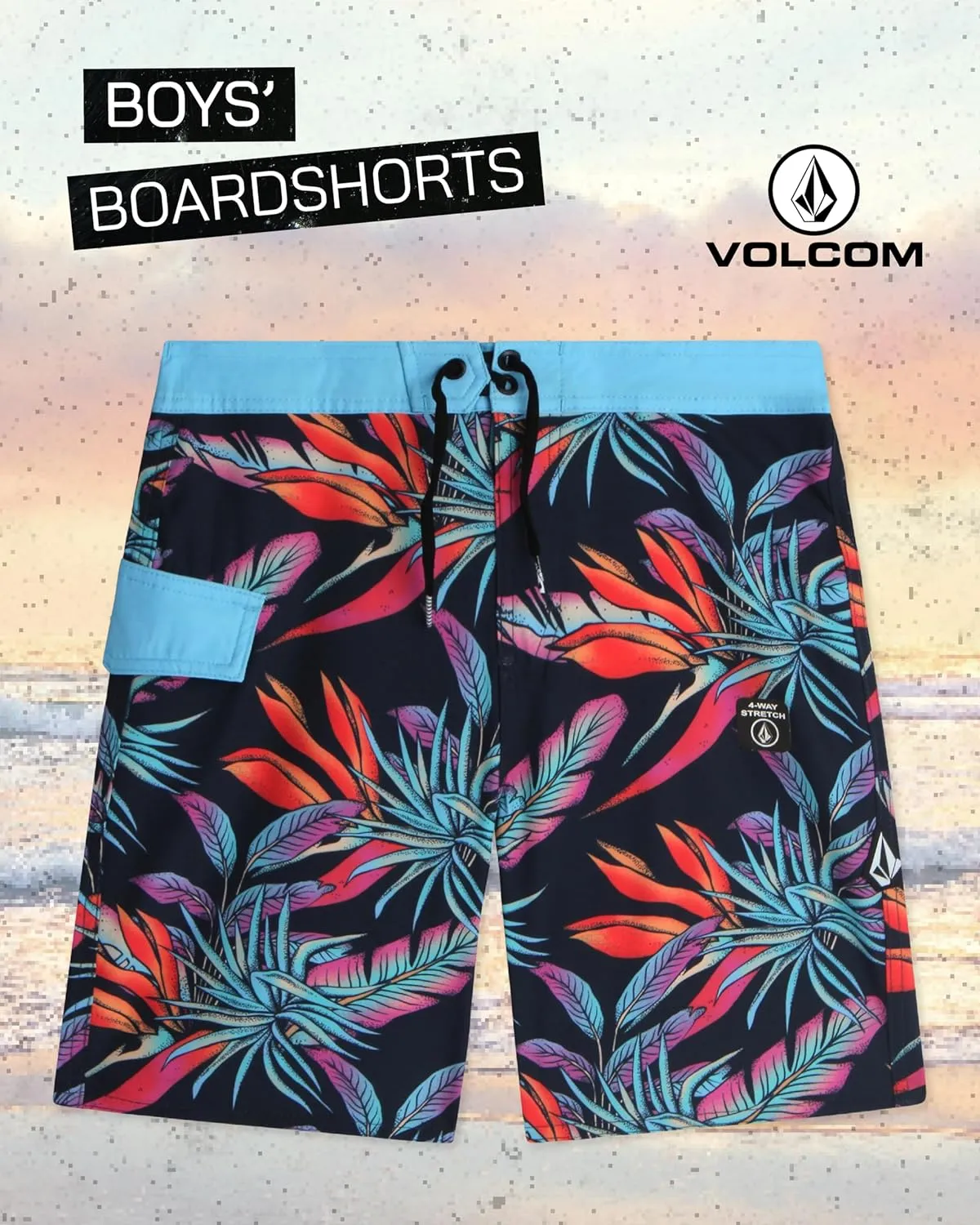 Volcom Boys Board Shorts - UPF 50  Quick Dry Boys Swim Trunks with Pockets - Kids' Swimwear Swim Shorts (Sizes: 8-16)
