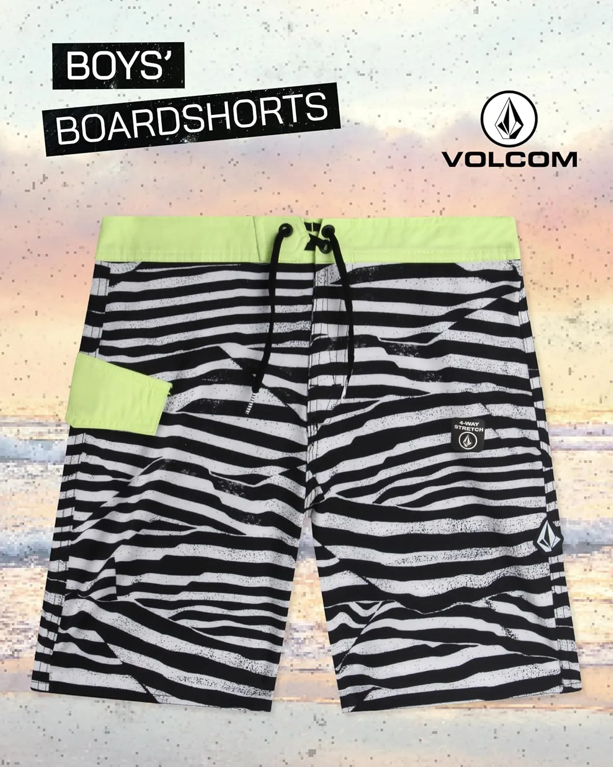 Volcom Boys Board Shorts - UPF 50  Quick Dry Boys Swim Trunks with Pockets - Kids' Swimwear Swim Shorts (Sizes: 8-16)