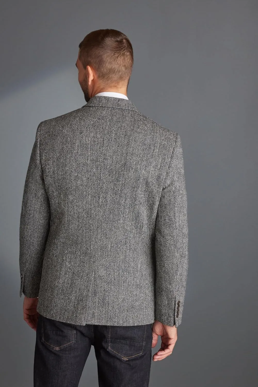 Wangyue Men's Slim Fit Herringbone Tweed Blazer Jacket Casual Sport Coat Bussiness Groomsmen Prom Autumn Jackets
