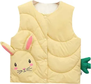 Warm Vest for Baby Girls Cute Cartoon Waistcoat Cotton Padded Jackets Autumn Winter Vest