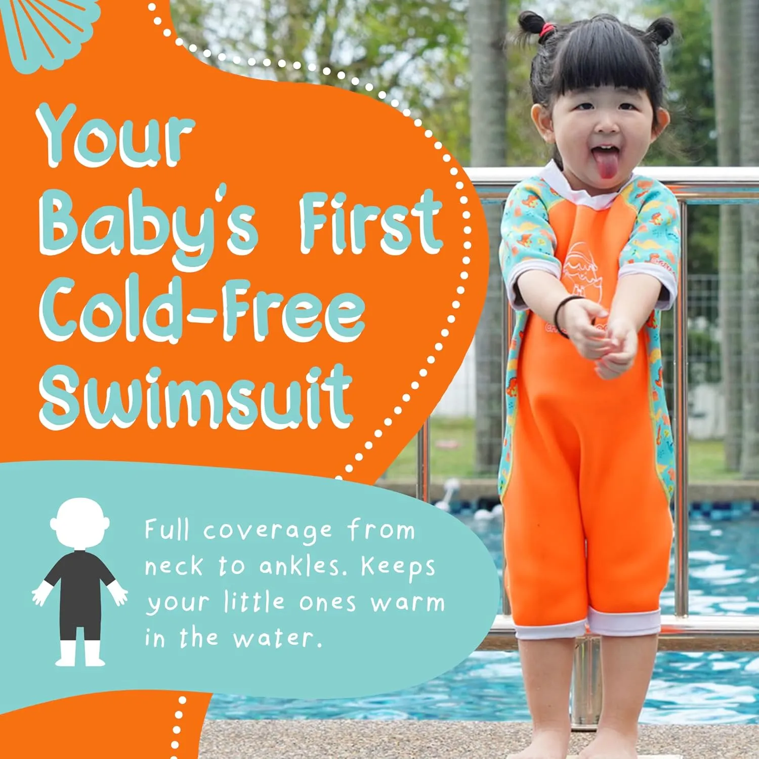 Warmiebabes Baby and Toddler Swimsuit, Thermal Baby Swimsuit Made with UPF50  Neoprene, Quick-Dry Wetsuit