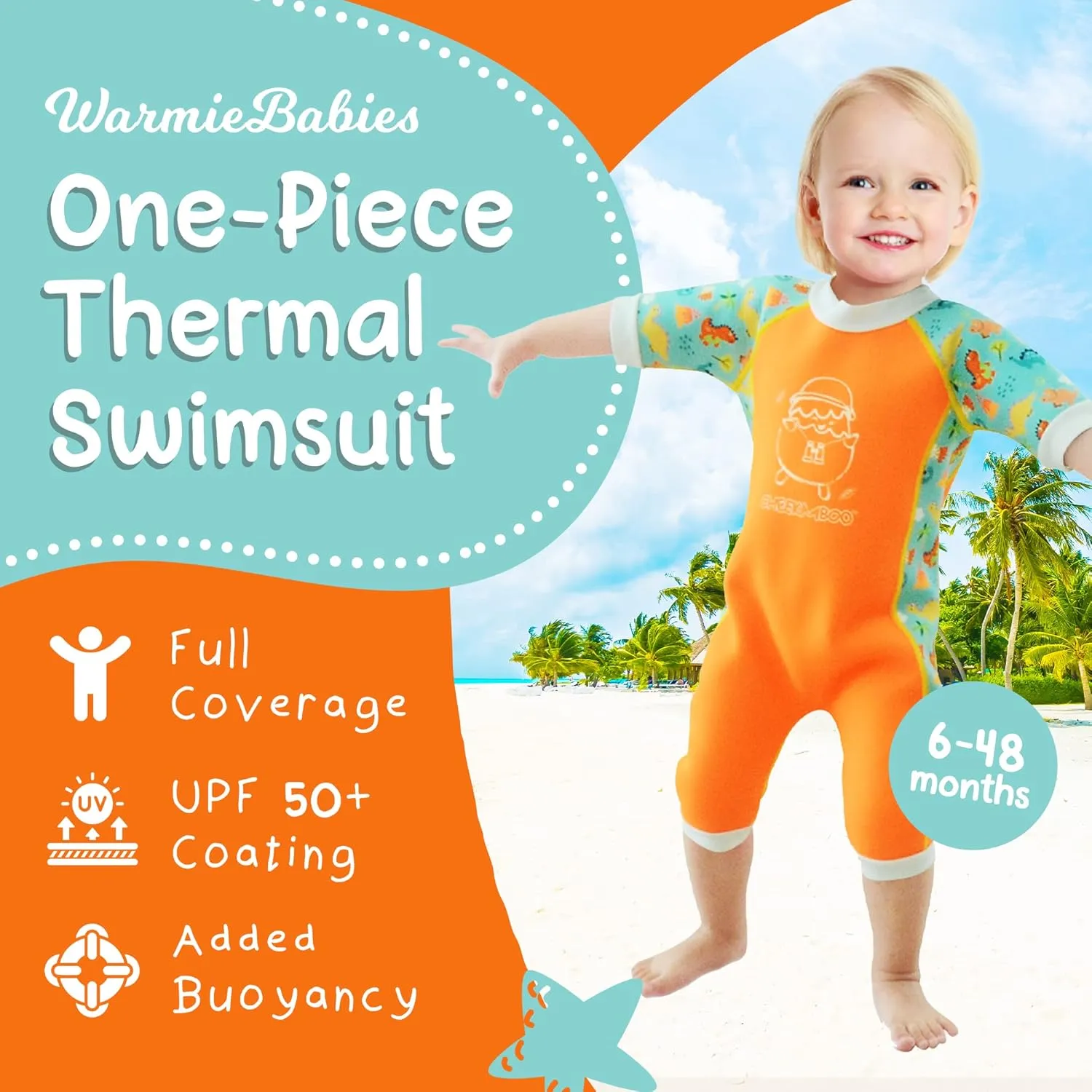 Warmiebabes Baby and Toddler Swimsuit, Thermal Baby Swimsuit Made with UPF50  Neoprene, Quick-Dry Wetsuit