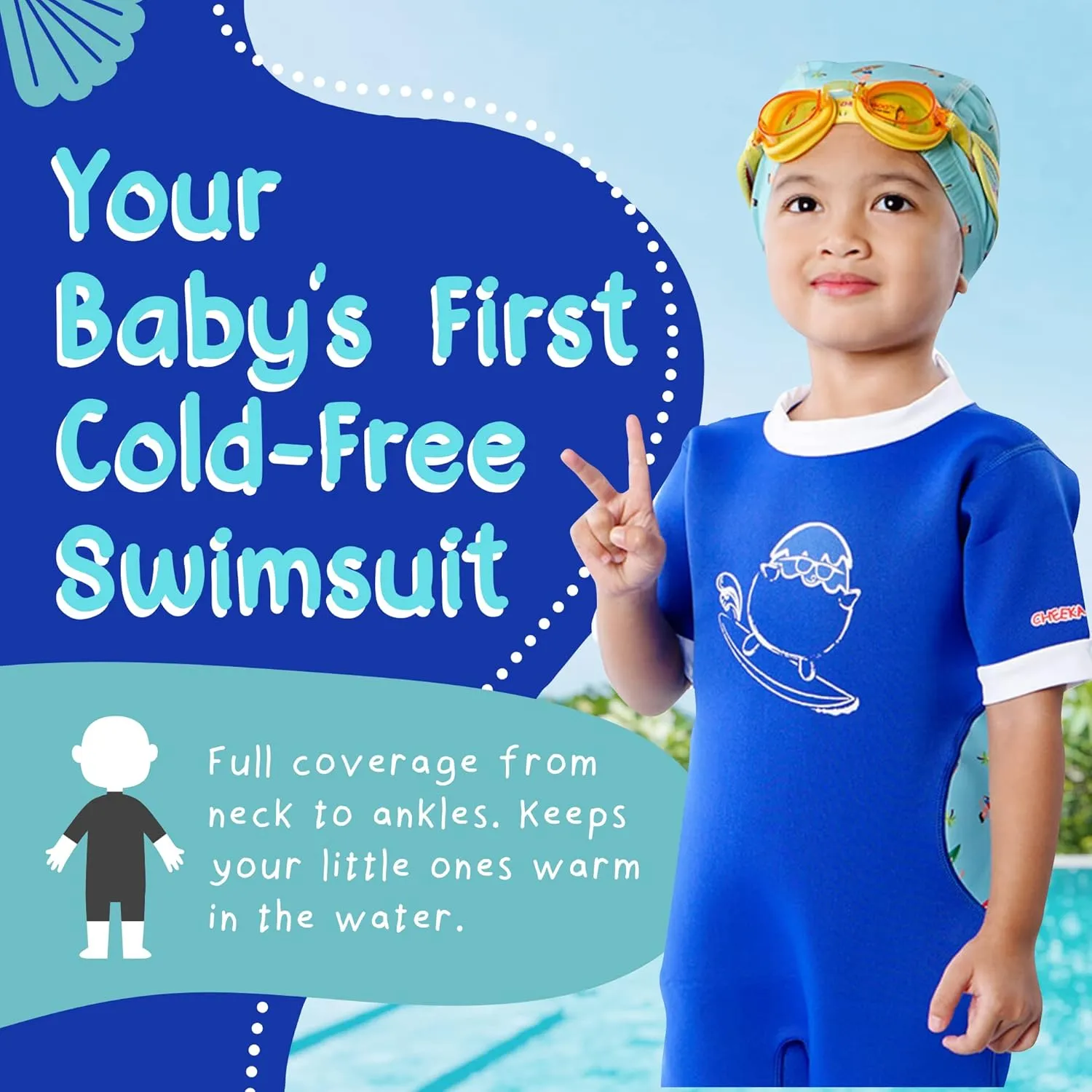 Warmiebabes Baby and Toddler Swimsuit, Thermal Baby Swimsuit Made with UPF50  Neoprene, Quick-Dry Wetsuit