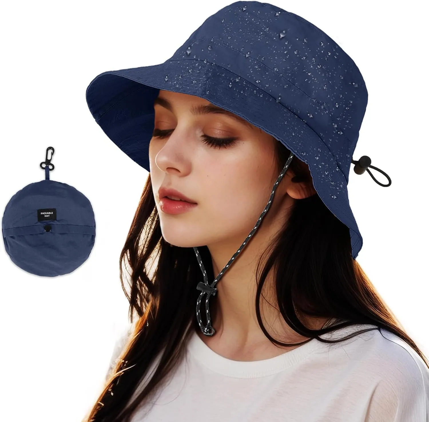 Waterproof Bucket Hat Women - UV Protection Rain Hats Ladies Packable Foldable Fishing Hat