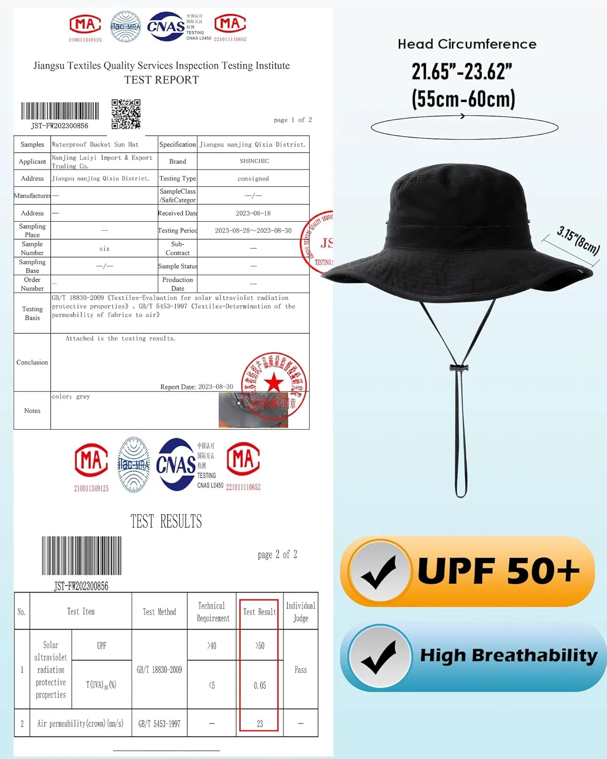 Waterproof Bucket Rain Hat for Women Wide Brim Summer UPF50  Cowboy Sun Hat Men Foldable Soft Floppy Beach Hat