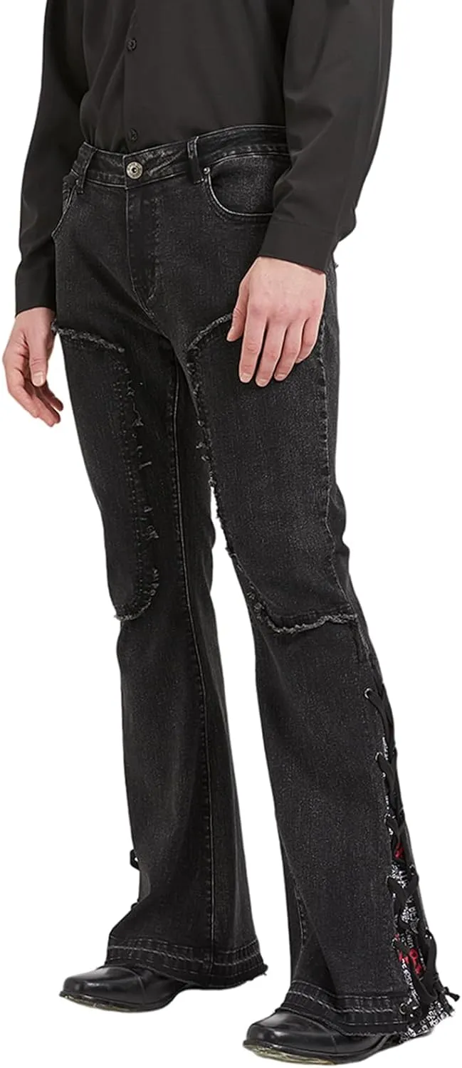 Wbestwind Men's Relaxed Stretch Vintage 60s 70s Bell Bottom Fit Comfort Flared Retro Leg Denim Jeans