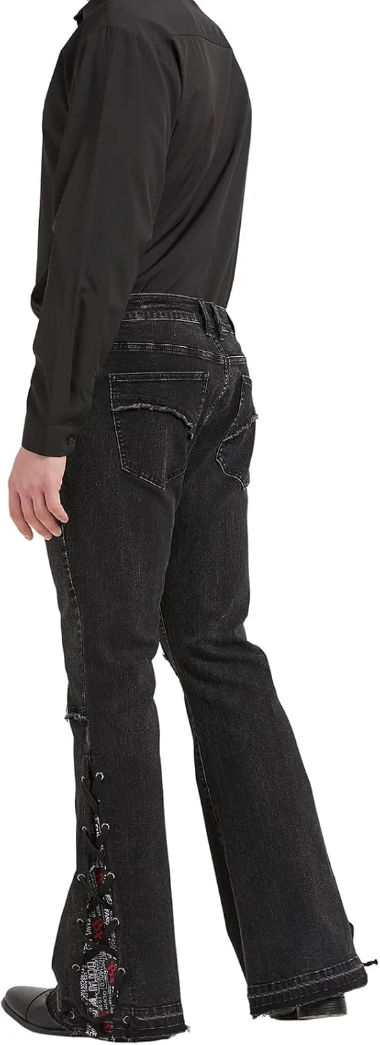 Wbestwind Men's Relaxed Stretch Vintage 60s 70s Bell Bottom Fit Comfort Flared Retro Leg Denim Jeans