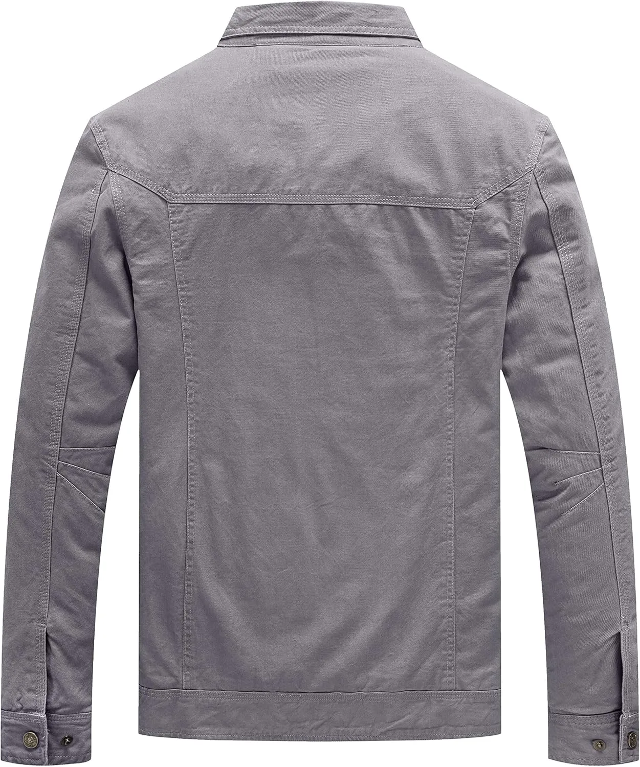 WenVen Men's Casual Canvas Cotton Jacket Lightweight Military Utility Jacket