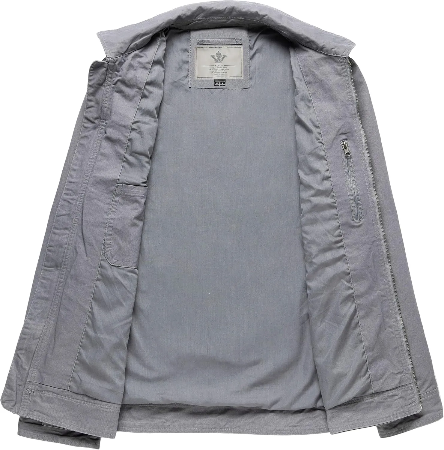 WenVen Men's Casual Canvas Cotton Jacket Lightweight Military Utility Jacket