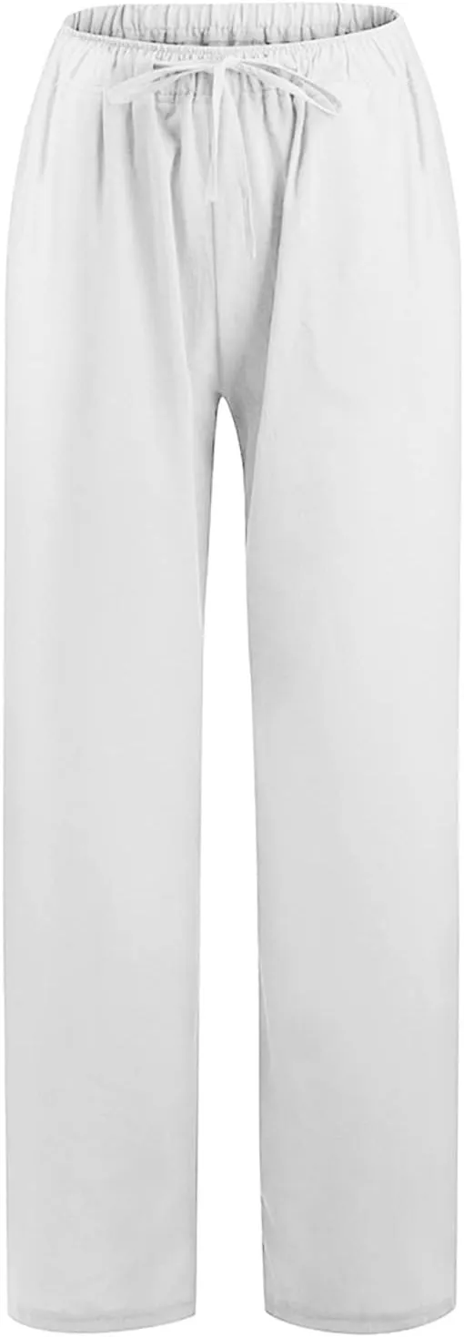 Wide Leg Pants For Women Women's Casual Solid Color Tether Loose Yoga Trousers Summer Linen Pants For Women