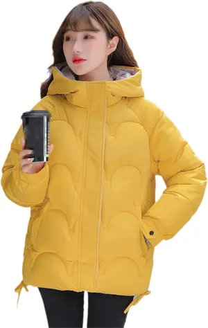 Winter Jacket Women Parkas Thick Outerwear Solid Hooded Winter Women Coat Short Female Slim Cotton Padded Tops