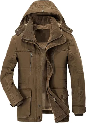 Winter Thick Warm Parkas Coat Men Military Cotton Padded Jackets Plus Size Overcoat Multi-Pocket Windbreaker Jacket