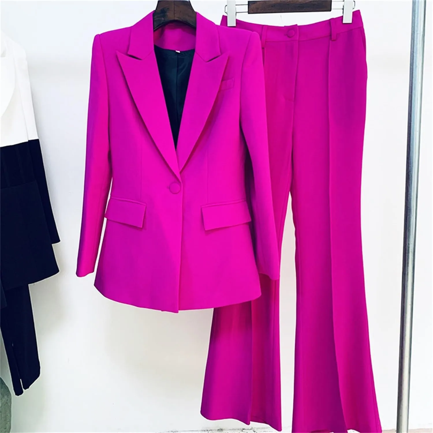 Women 2 Piece Outfits Dressy Blazer Jackets High Waisted Wide Leg Pants Suits Set Casual Business Work Wear
