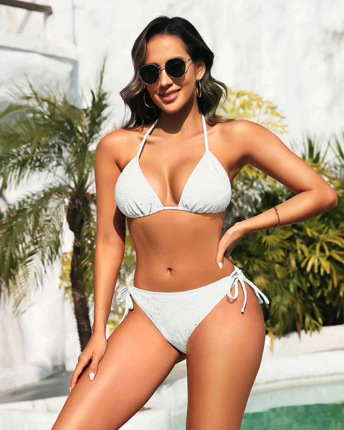Women 3 Piece Bikini Sets - String Triangle Swimsuits with Cover Up 2025 Halter Sexy Bathing Suits