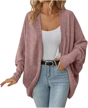 Women Batwing Sleeve Sweater Cardigan Soft Knit Coats Open Front Cocoon Sweaters Casual Loose Cardigans Outerwear