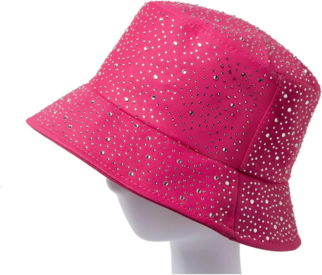 Women Bling Bucket Hat Studded Sparkle Shiny Crystal Bucket Sun Hat Packable Summer Outdoor Cap for Girls Teens Travel
