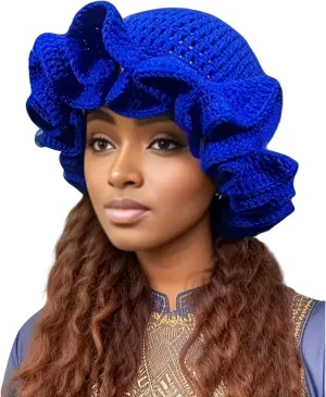 Women Crochet Bucket Hat Cute Winter Ruffled Brim Floppy Cap Handmade Knit Cloche Hats