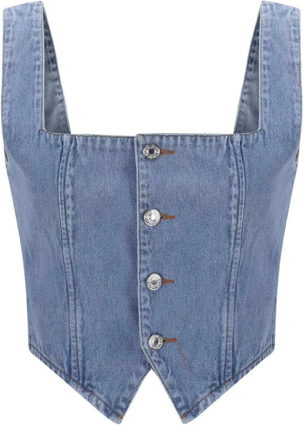 Women Denim Push Up Bustier Tube Top Trendy Y2k Button Down Sleeveless Jean Tank Top Slim Ruched Corset Top Vest