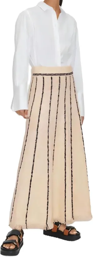 Women Long Skirt Knit Stripe Tassels High Waist Maxi Skirt Loose Skirt Business Vacation Outfits for Women