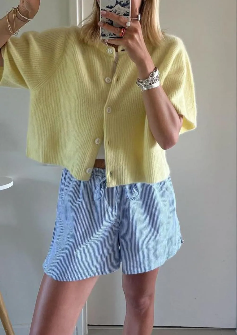 Women Short Sleeve Button Down Cropped Cardigan Sweater T-Shirts Y2k Girls Knit Pullover Crop Tops Fall Clothes