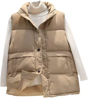 Women Sleeveless Vest Winter Korean Warm Down Cotton Padded Jacket Coat Parkas Waistcoat Veste