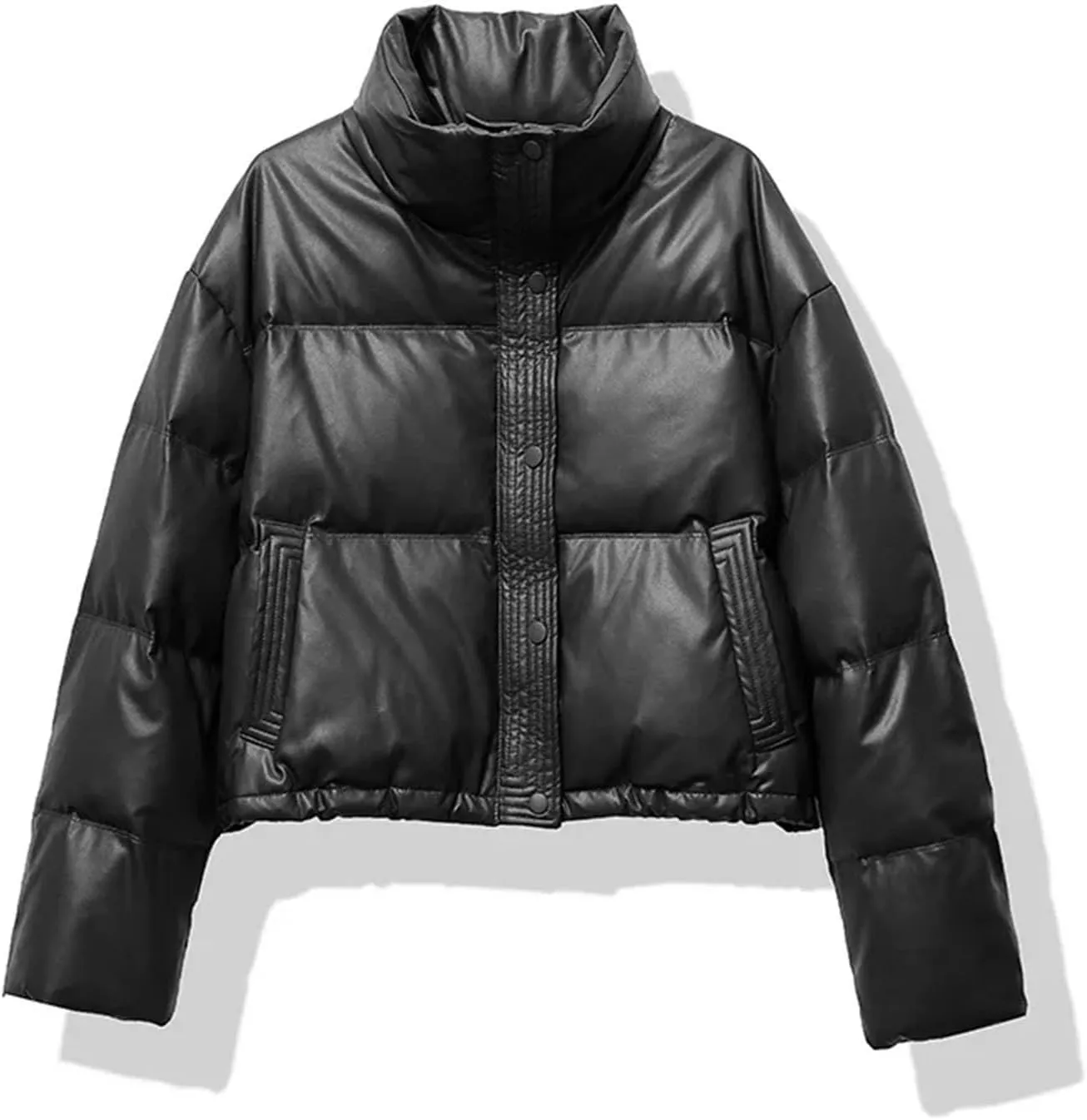 Women Warm Winter Puffer jacketr Women Cotton-padded jacketr Casual MockDown Coat Single Breasted Pocket Warm Outerwear
