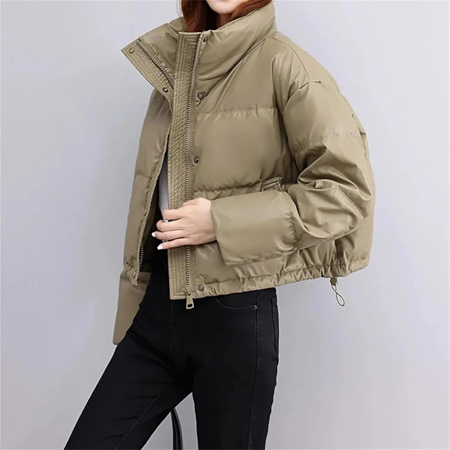Women Warm Winter Puffer jacketr Women Cotton-padded jacketr Casual MockDown Coat Single Breasted Pocket Warm Outerwear