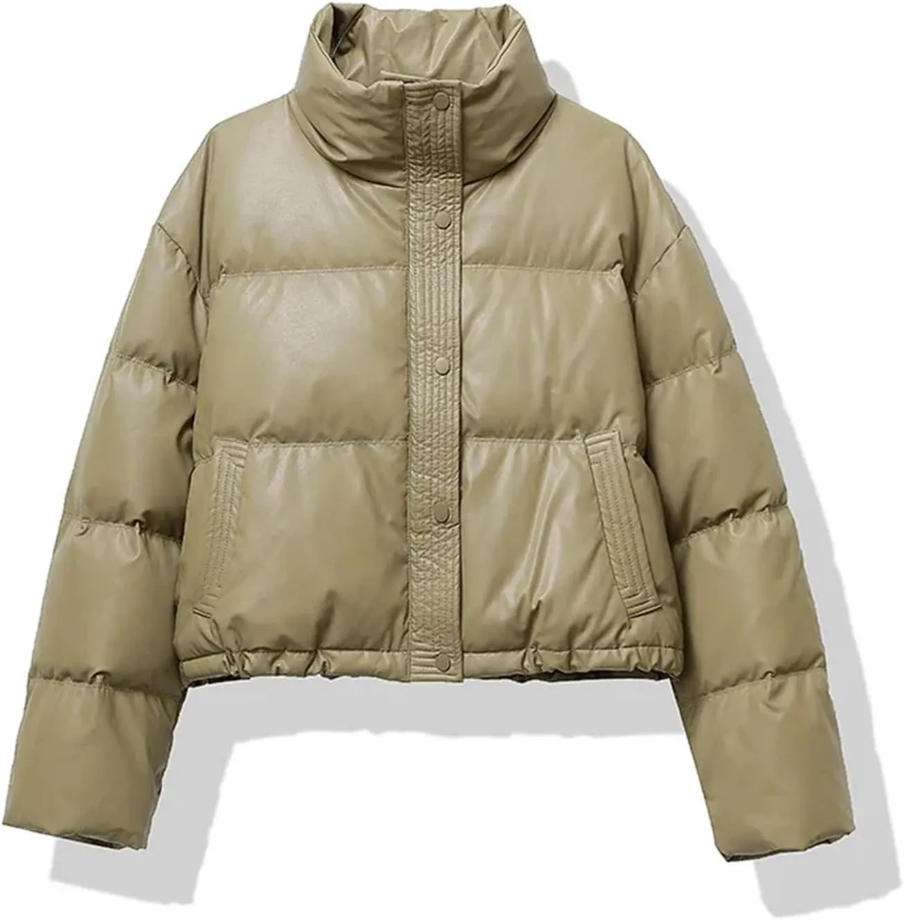 Women Warm Winter Puffer jacketr Women Cotton-padded jacketr Casual MockDown Coat Single Breasted Pocket Warm Outerwear