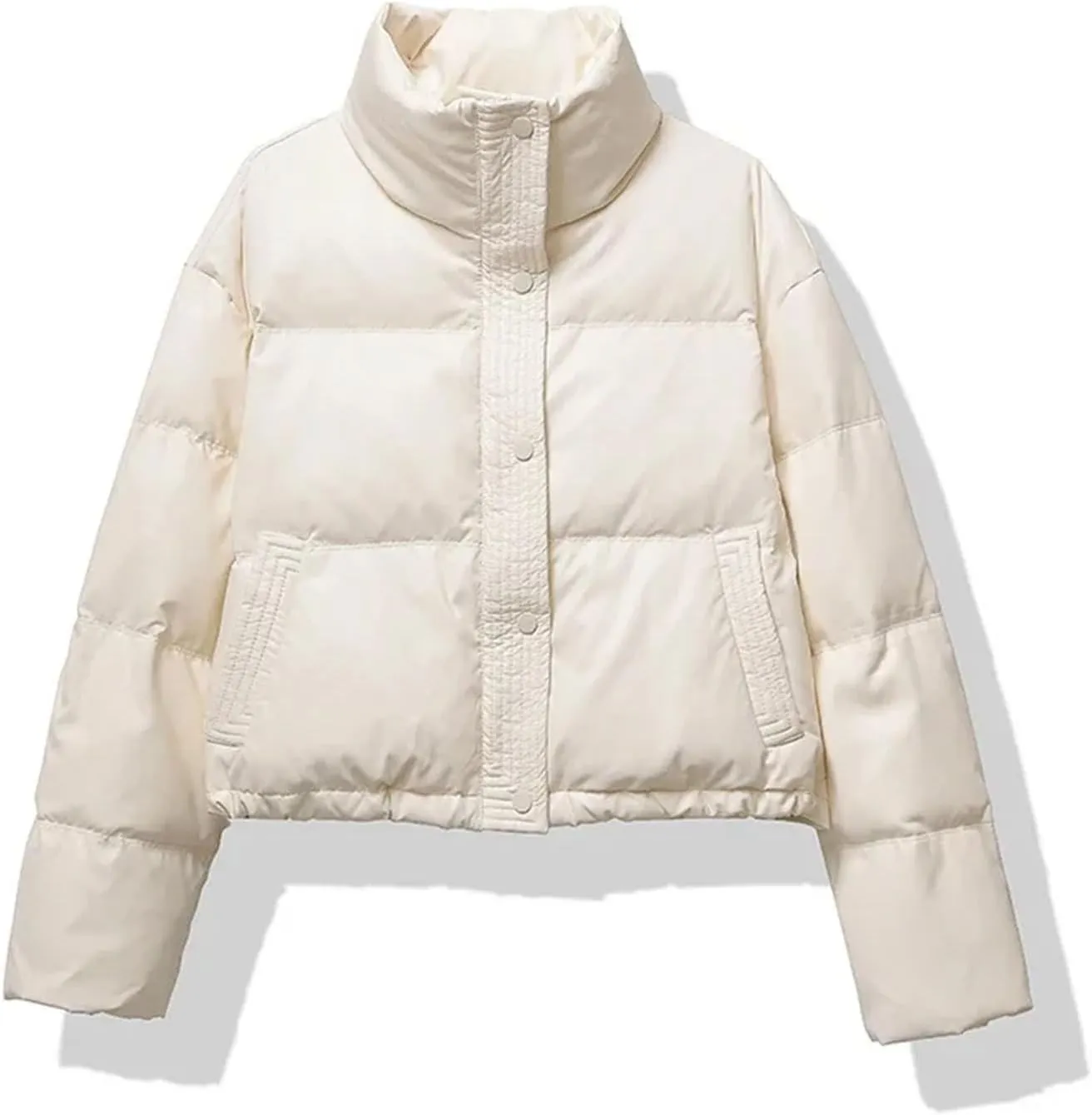 Women Warm Winter Puffer jacketr Women Cotton-padded jacketr Casual MockDown Coat Single Breasted Pocket Warm Outerwear