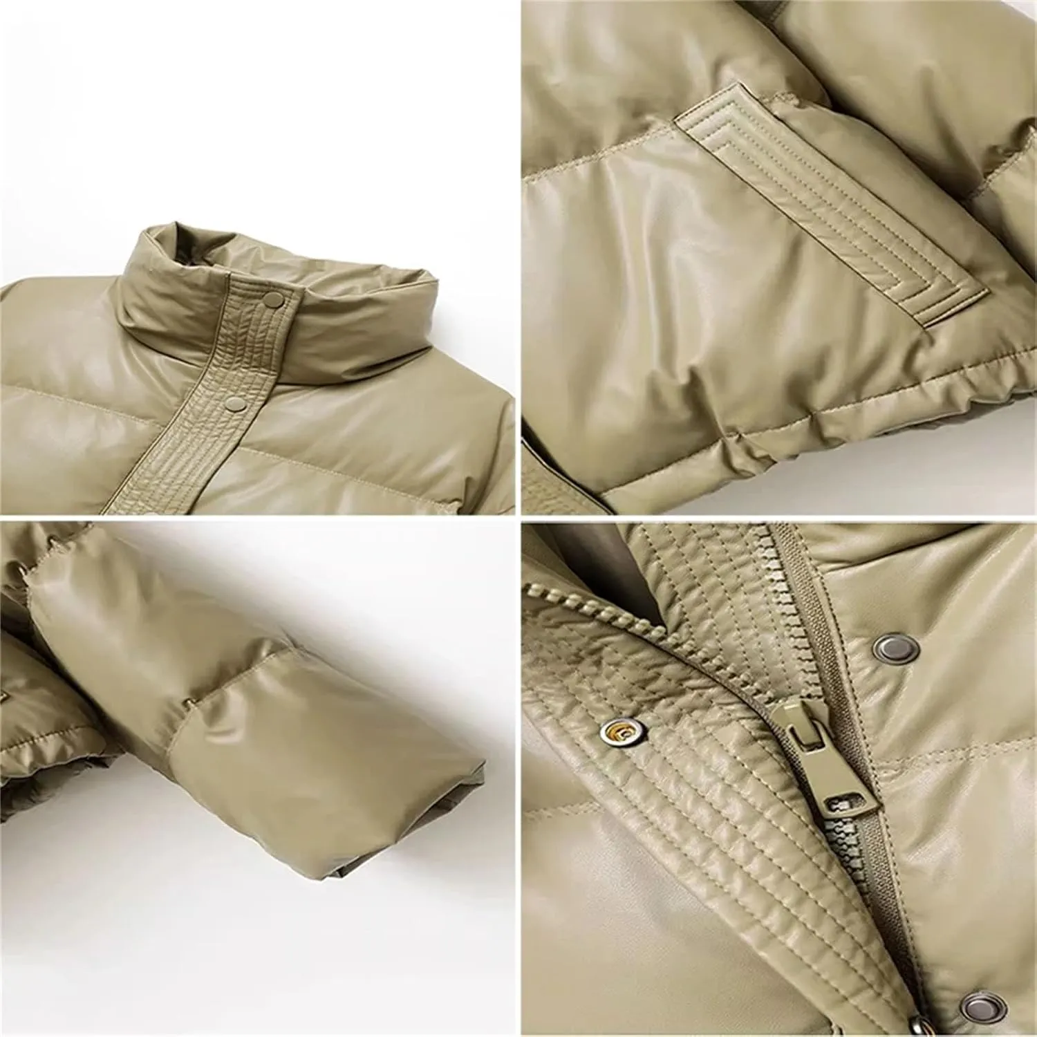 Women Warm Winter Puffer jacketr Women Cotton-padded jacketr Casual MockDown Coat Single Breasted Pocket Warm Outerwear