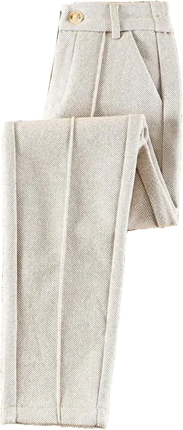 Women Wool Thick Pants Fall Winter High Waist Fleece Pant Slim Fit Warm Casual Pencil Trousers