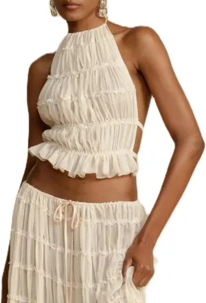 Women Y2k Halter Neck Tank Top Mesh Lace Backless Cami Top Sleeveless Tie Up Crop Top Going Out Streetwear