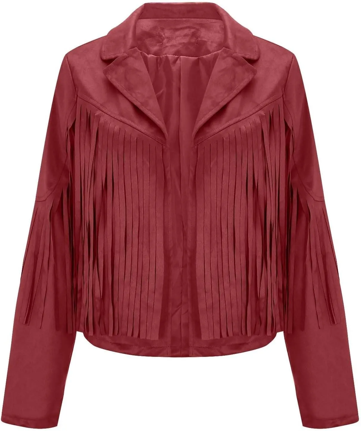 Womens Anorak Jacket Women Fringe Faux Suede Leather Jackets Fashion Tassel Motorcycle Cropped Jacket for Old