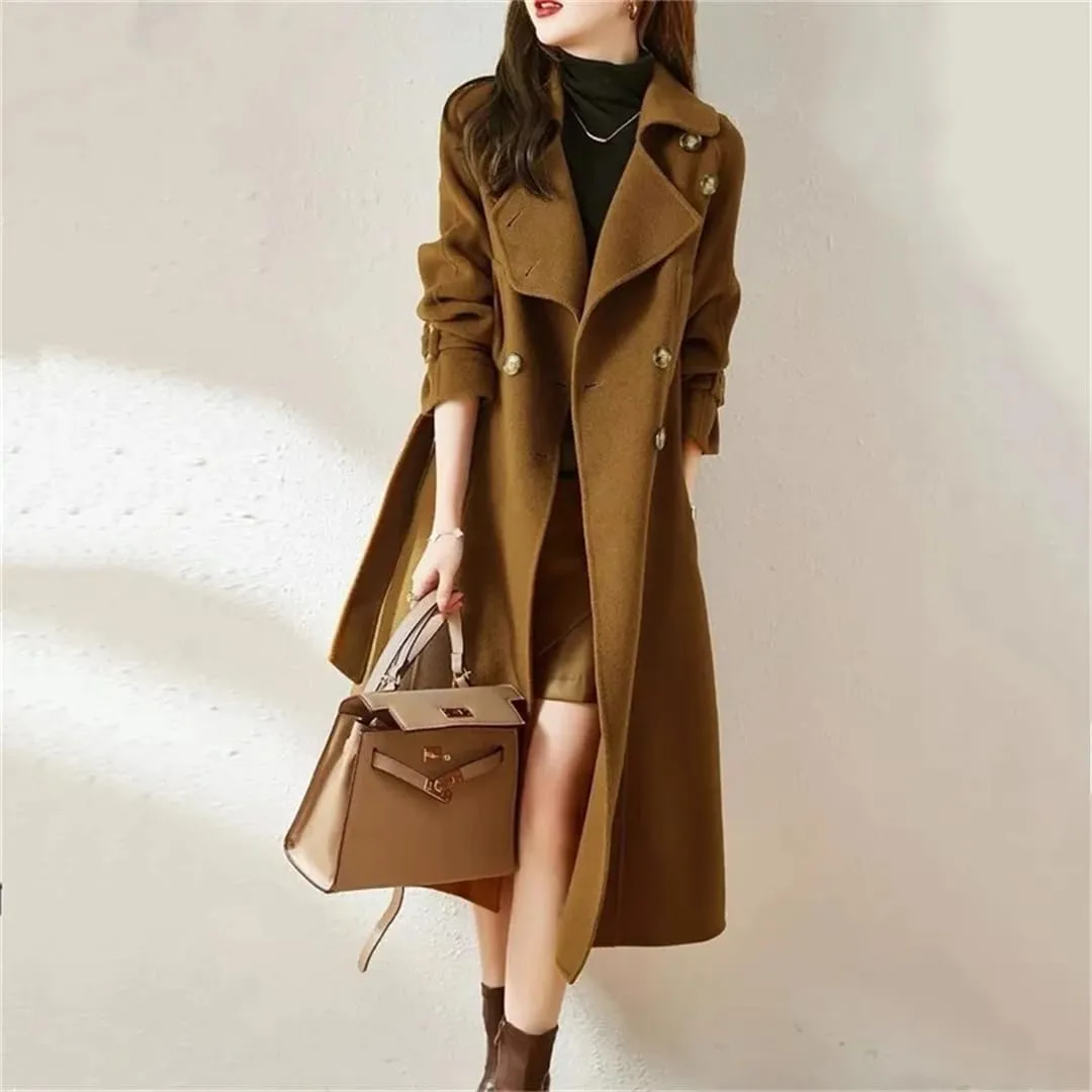 Women's Cotton Padded Woolen Suit Collar Woolen Coat