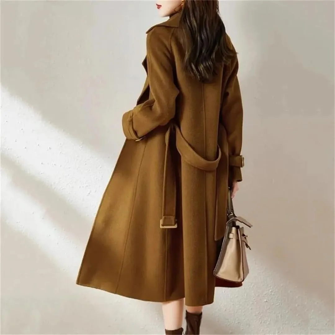 Women's Cotton Padded Woolen Suit Collar Woolen Coat