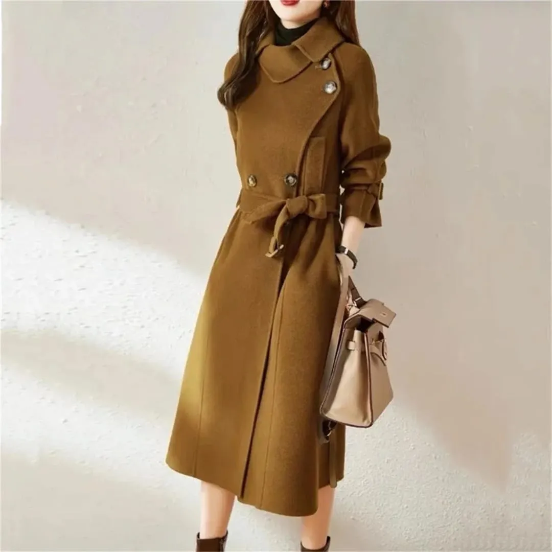 Women's Cotton Padded Woolen Suit Collar Woolen Coat
