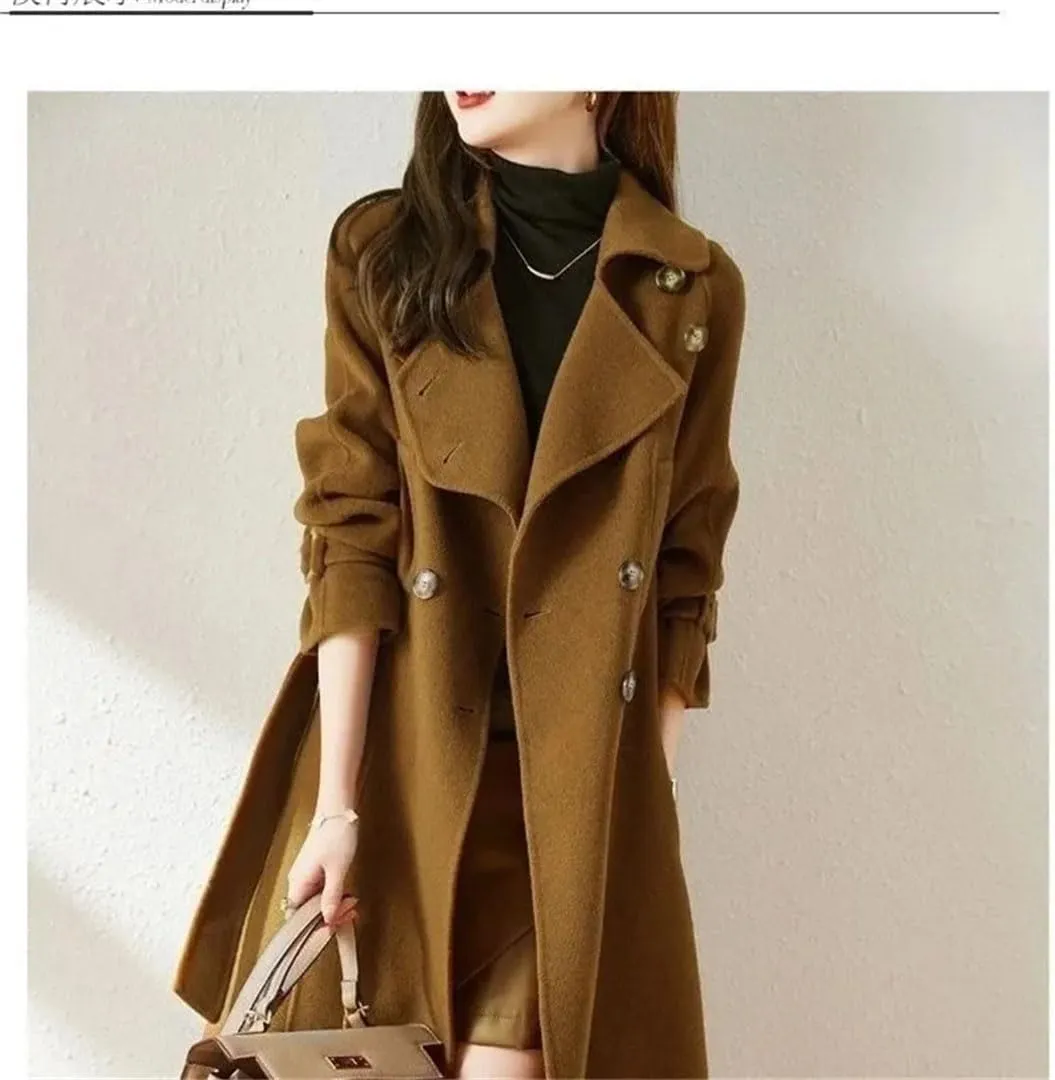 Women's Cotton Padded Woolen Suit Collar Woolen Coat
