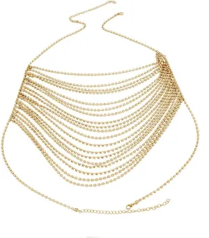 Women's Crop Top Chain Necklace Diamond Rhinestone Bra Body Jewelry