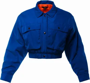 Women's Cropped Front Two Pocket Snap Quilted Padding Bomber Jacket
