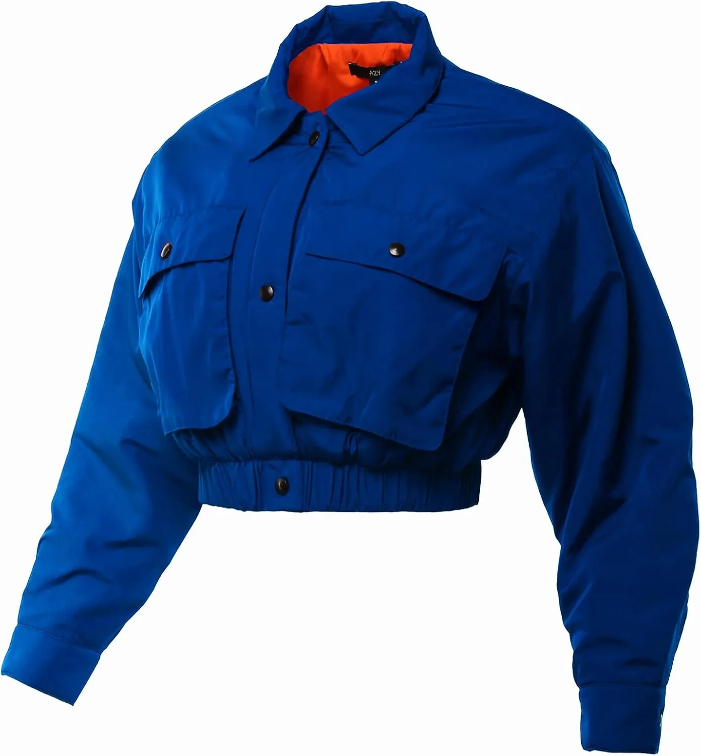 Women's Cropped Front Two Pocket Snap Quilted Padding Bomber Jacket