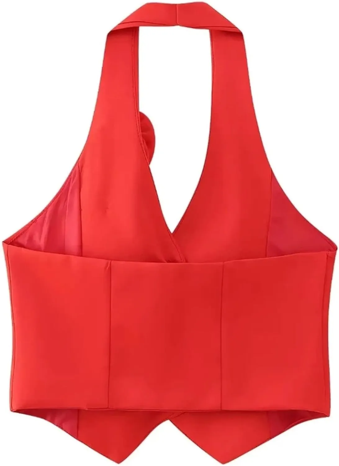 Women's Fashion Single Breasted Flower Camisole Tops Solid Sleeveless Backless Crop Office Work Vest