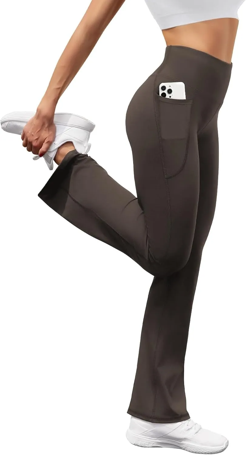 Women's Flare Yoga Pants with Pockets High Waist Casual Bell Bottom Bootcut Leggings