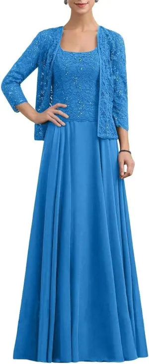 Women's Formal Dresses with Lace Jackets 2025 Chiffon 2 Pieces Mother of The Bride Dress