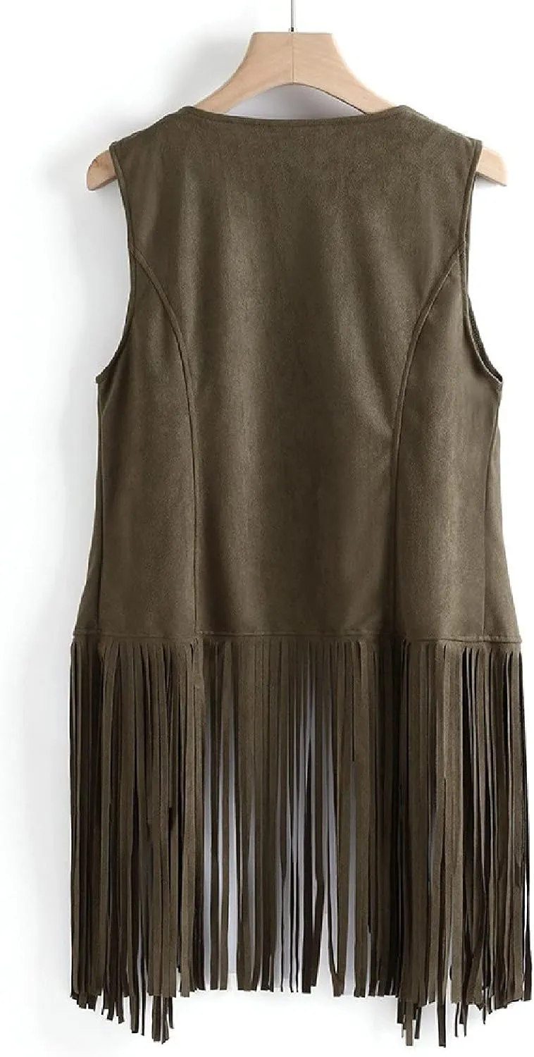 Womens Fringe Jacket Vest Western 70s Outfits Vintage Tassel Sleeveless Cardigans Hippie Clothes Cowgirl Tops Shirts