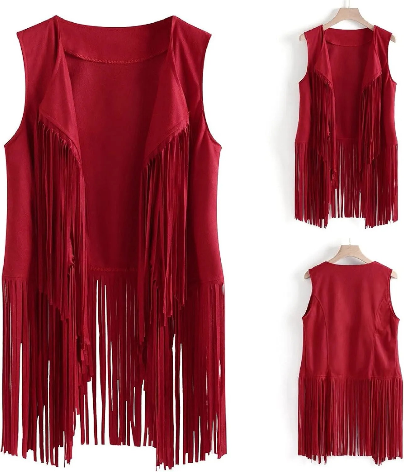 Womens Fringe Jacket Vest Western 70s Outfits Vintage Tassel Sleeveless Cardigans Hippie Clothes Cowgirl Tops Shirts