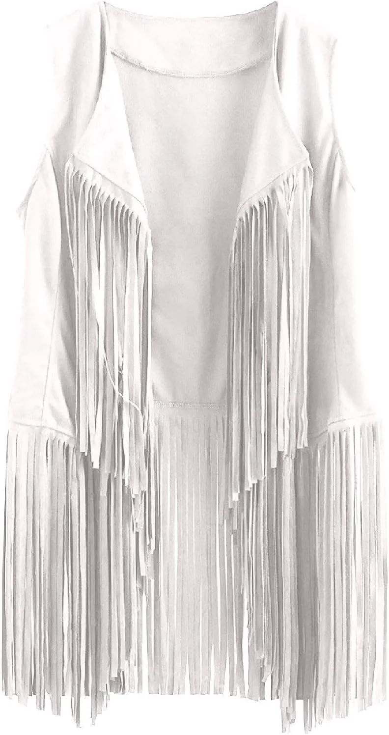 Womens Fringe Jacket Vest Western 70s Outfits Vintage Tassel Sleeveless Cardigans Hippie Clothes Cowgirl Tops Shirts