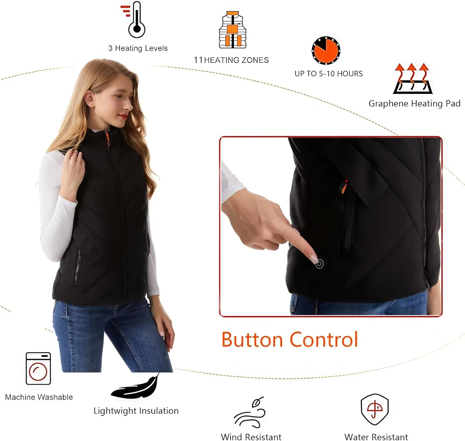 Women's Heated Vest with Battery Heated Body Warmer Winter Outdoor Heating Jackets for Women
