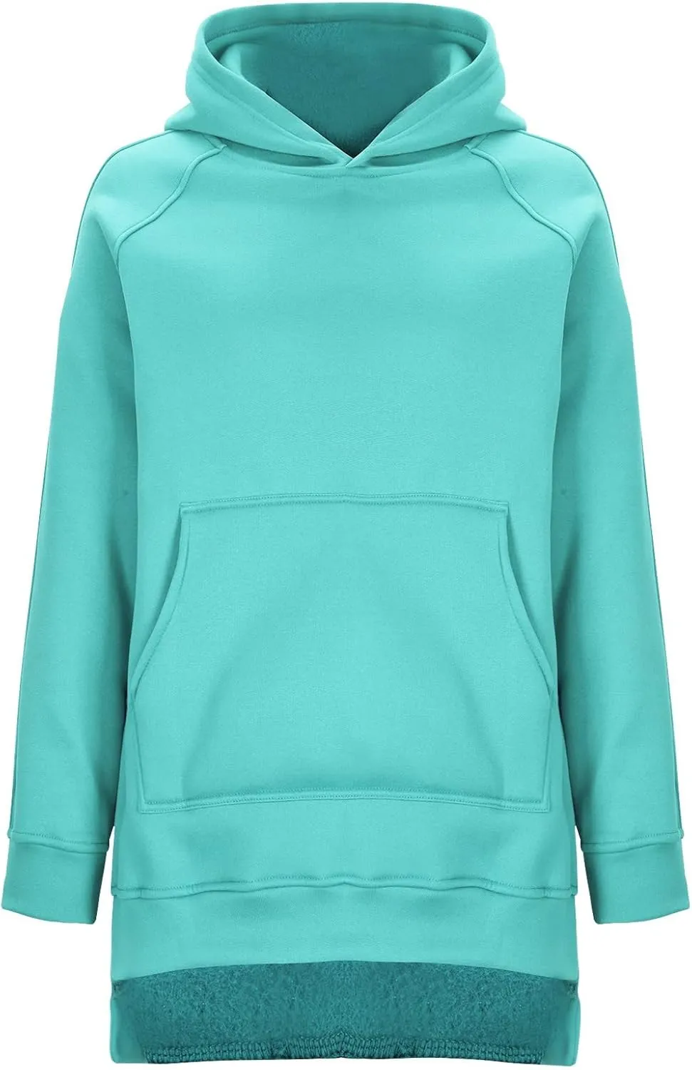 Women's Hoodies Casual Pullover Oversized Sweatshirt Long Sleeve Split Hem Hoodie with Kangaroo Pocket