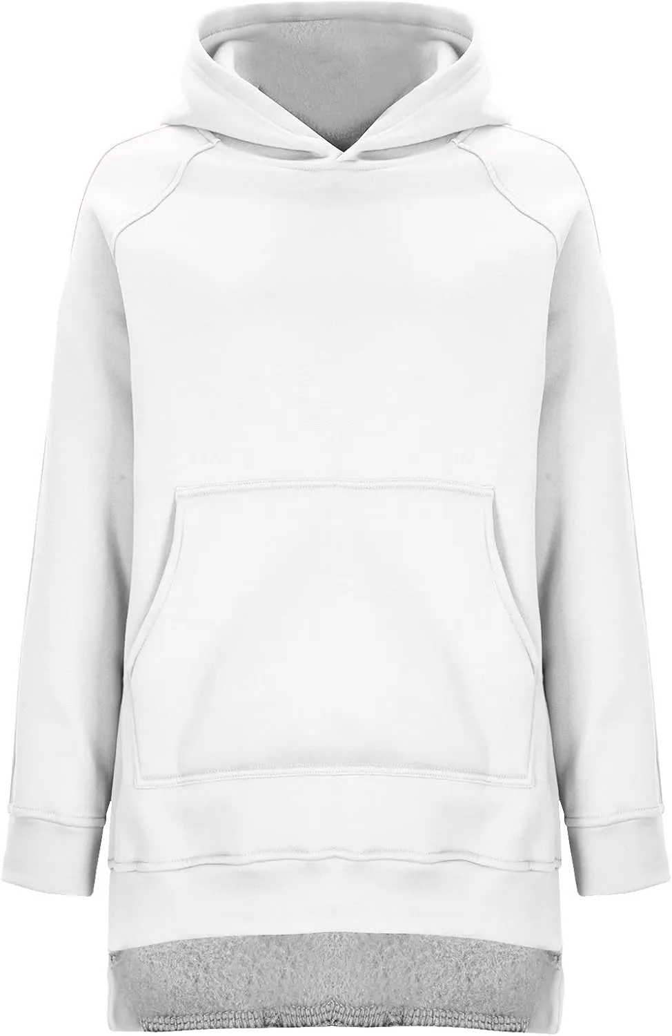 Women's Hoodies Casual Pullover Oversized Sweatshirt Long Sleeve Split Hem Hoodie with Kangaroo Pocket