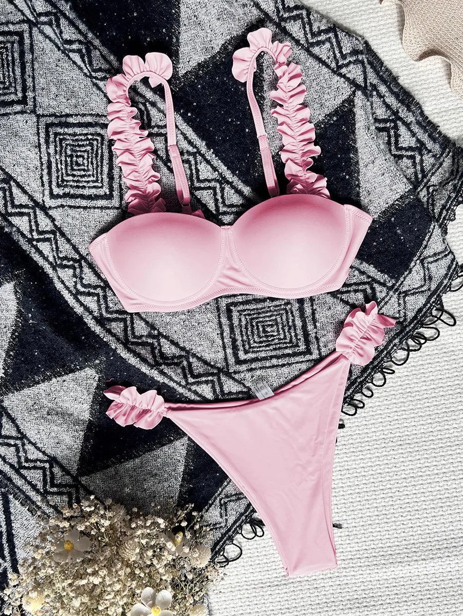 Women's Lace Bikini Set - Sexy Swimwear in Red & Pink | Pool-Ready GFIT